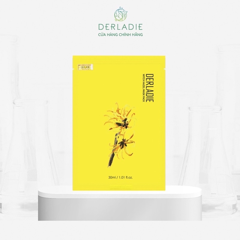 Mặt Nạ Giấy Derladie Hỗ Trợ Giảm Mụn, Dưỡng Sáng Da Derladie Witch Hazel Mask Pack 30ml