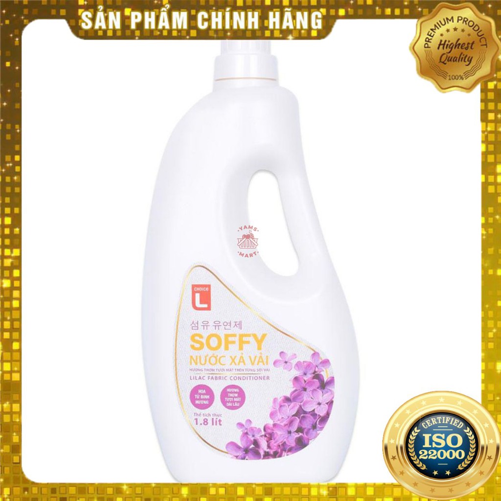 [ Yams Mart ] Nước Xả Vải Soffy Hoa Tử Đinh Hương Choice L (CL) Chai 1.8L