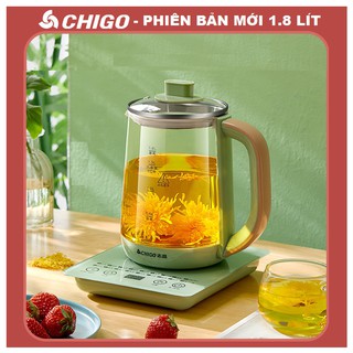 Ấm đun siêu tốc thủy tinh đa năng chigo 1.8 lít | bình nước trà hầm canh nấu hâm sữa thức ăn siêu giữ nhiệt