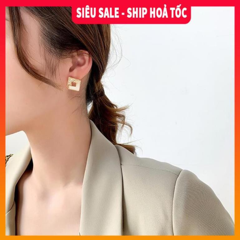 Có Video, Ảnh thật Bông tai đính đá hình thoi| Khuyên tai đẹp| Phong cách Hàn Quốc - Wink Accessories L1AS05