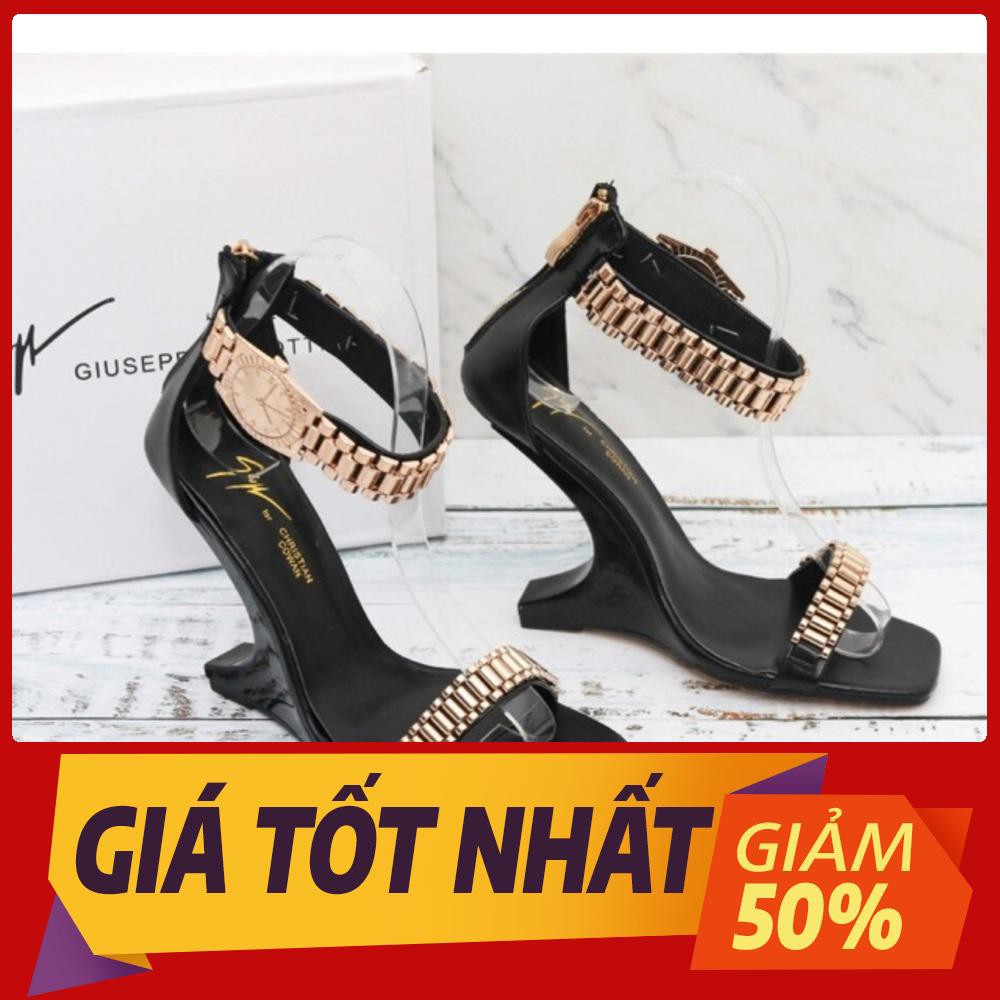 [NEW 2020] Giày cao gót thiết kế quai đồng hồ thuỵ siz siêu hot cao 12 phân màu đen hàng fullbox có hộ