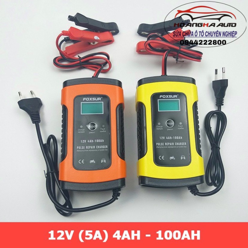 Bộ Sạc acquy, Máy Sạc Âc Quy FOXSUR 12V 5A Kèm Phục Hồi Bình,sạc Bình Ôto Xe Máy,Tự Ngắt Khi Đầy