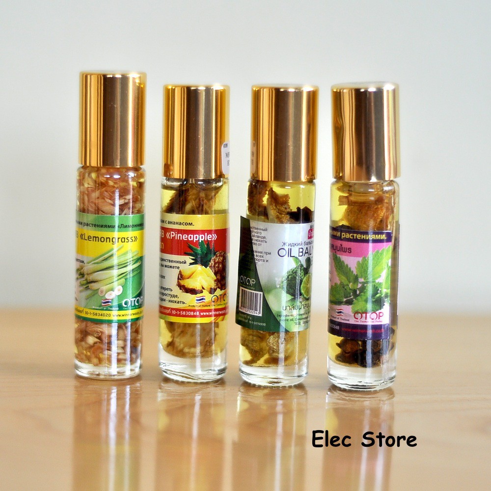 Bộ 12 chai dầu gió thảo mộc Thái Lan hương cam Bergamot Thái Lan (Mỗi chai 8ml)