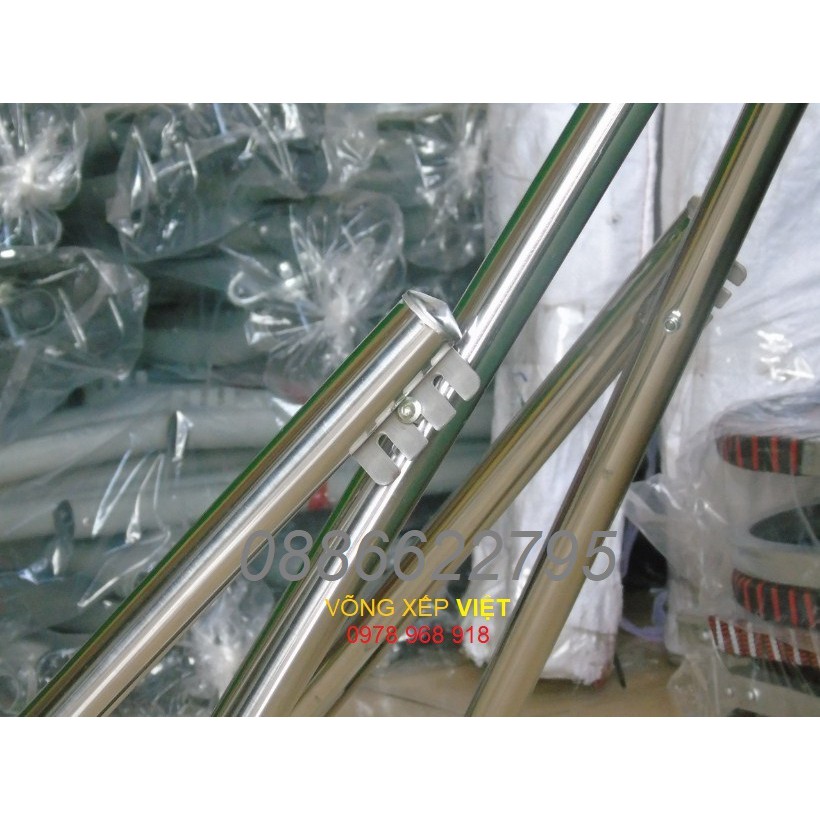 Võng xếp khung inox kèm Lưới võng cán nhựa hòa hậu Size Lớn