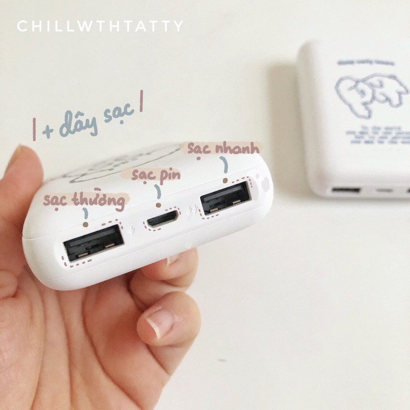 [Mã ELMS5 giảm 7% đơn 300K] SẠC DỰ PHÒNG GẤU TEDDY 10000mAh NHỎ GỌN PHONG CÁCH HÀN QUỐC | Chillwthtatty |