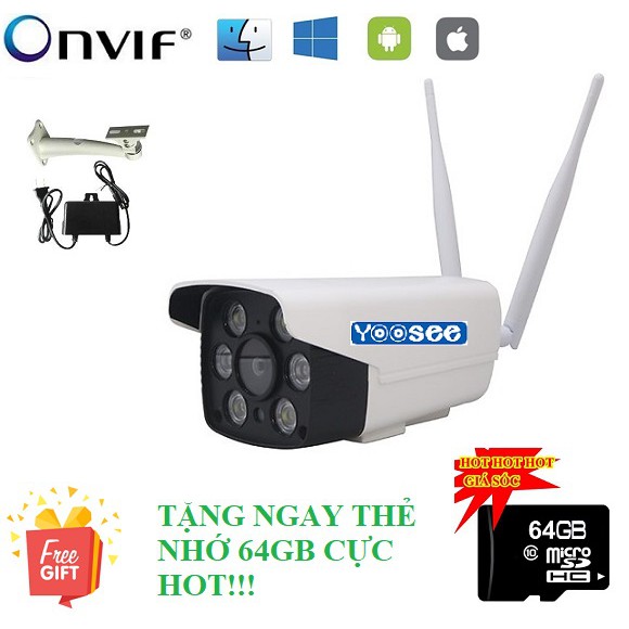 ặng thẻ nhớ 64GB - Camera wifi ngoài trời yoosee ZQ2500 Full HD1080-2.0MP camera an ninh 4 led 2 hồng ngoại xem đêm hìn | BigBuy360 - bigbuy360.vn