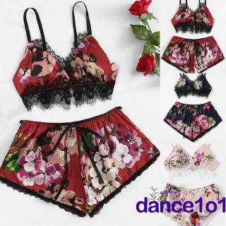 Set Đồ Ngủ 2 Mảnh Bằng Lụa Satin Cho Nữ