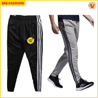 Quần nỉ thế thao 3 sọc màu xanh than nam nữ mặc được, chất liệu không bai không xù, phù hợp mặc thể thao hoặc thể dục