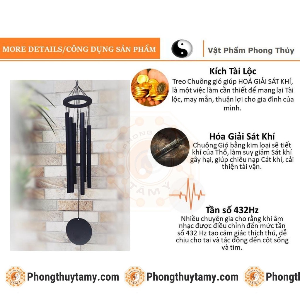 Chuông Gió Phong Thủy Tâm Ý   - Hàng Loại 1