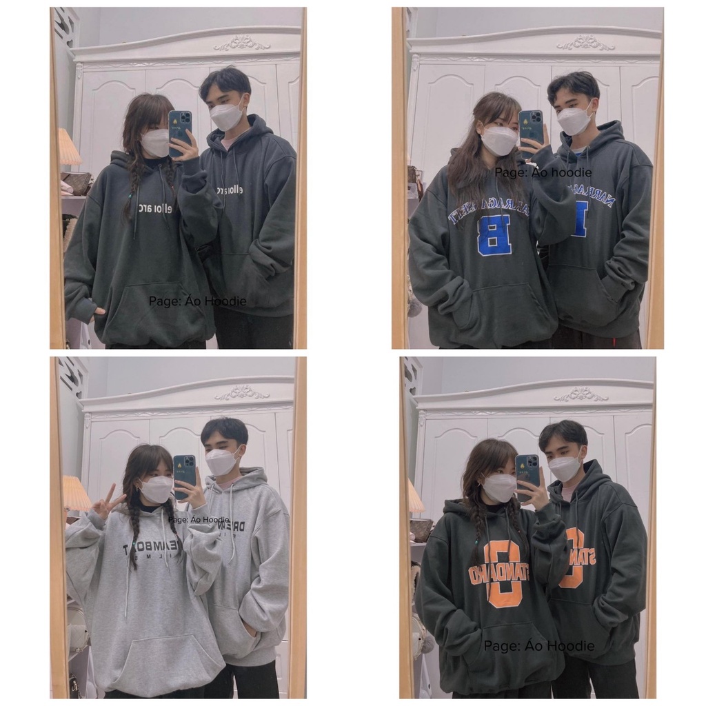 Áo Hoodie Tay Dài Nhiều Mẫu Phong Cách Hip Hop Cho Nam Nữ Với 2 Màu Xám Đậm,Tàn Mới