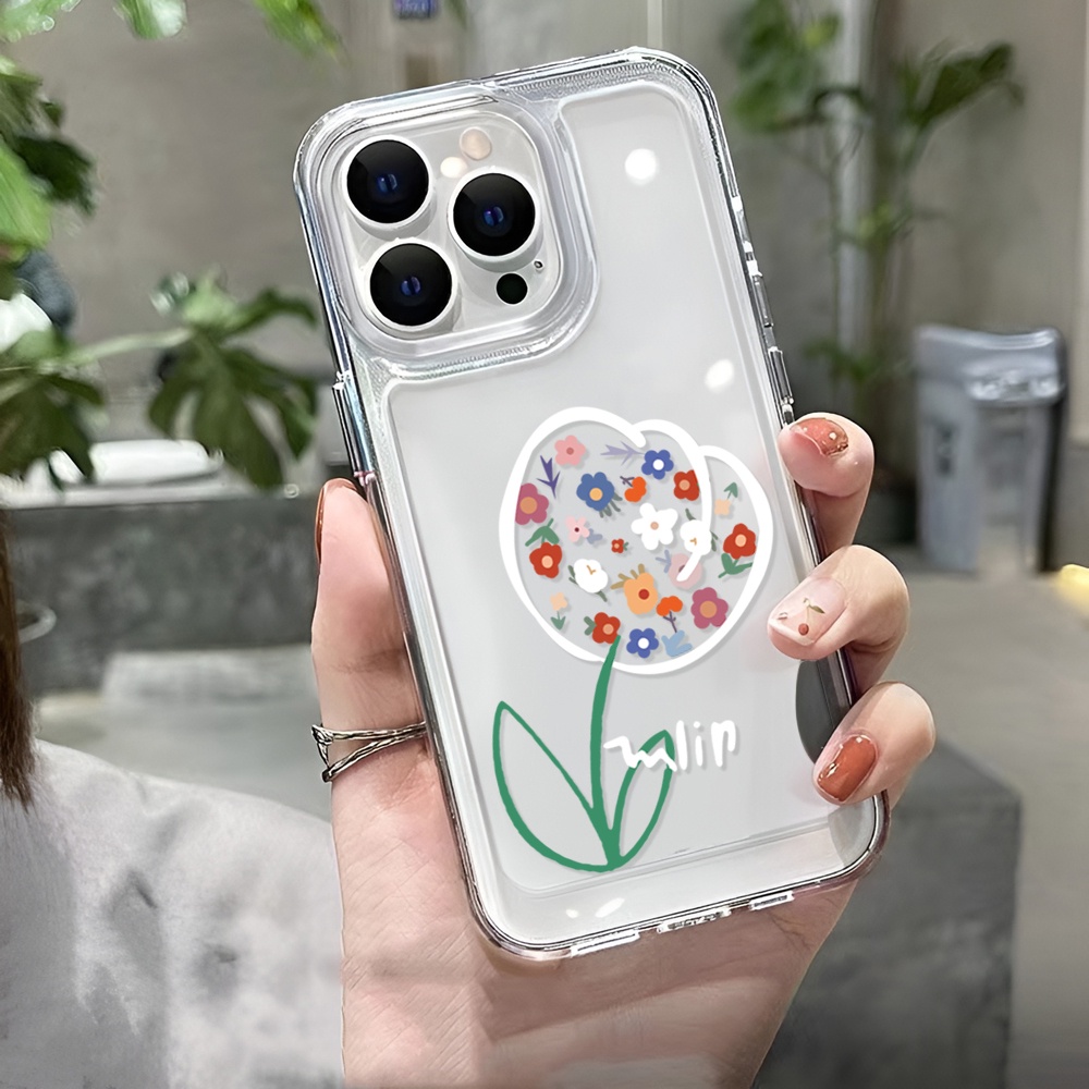 Ốp Điện Thoại Trong Suốt Hình Hoa Tulip Cho iphone 14ProMax 14Plus 13 11 12 7Plus X XR XS Max