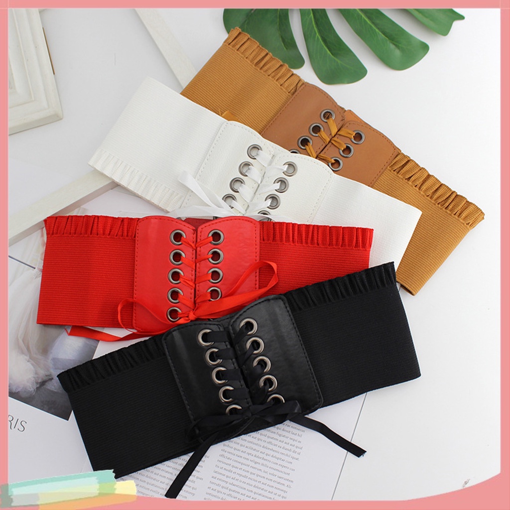 Thắt Lưng Nữ Phối Ren Co Giãn Phong Cách Retro