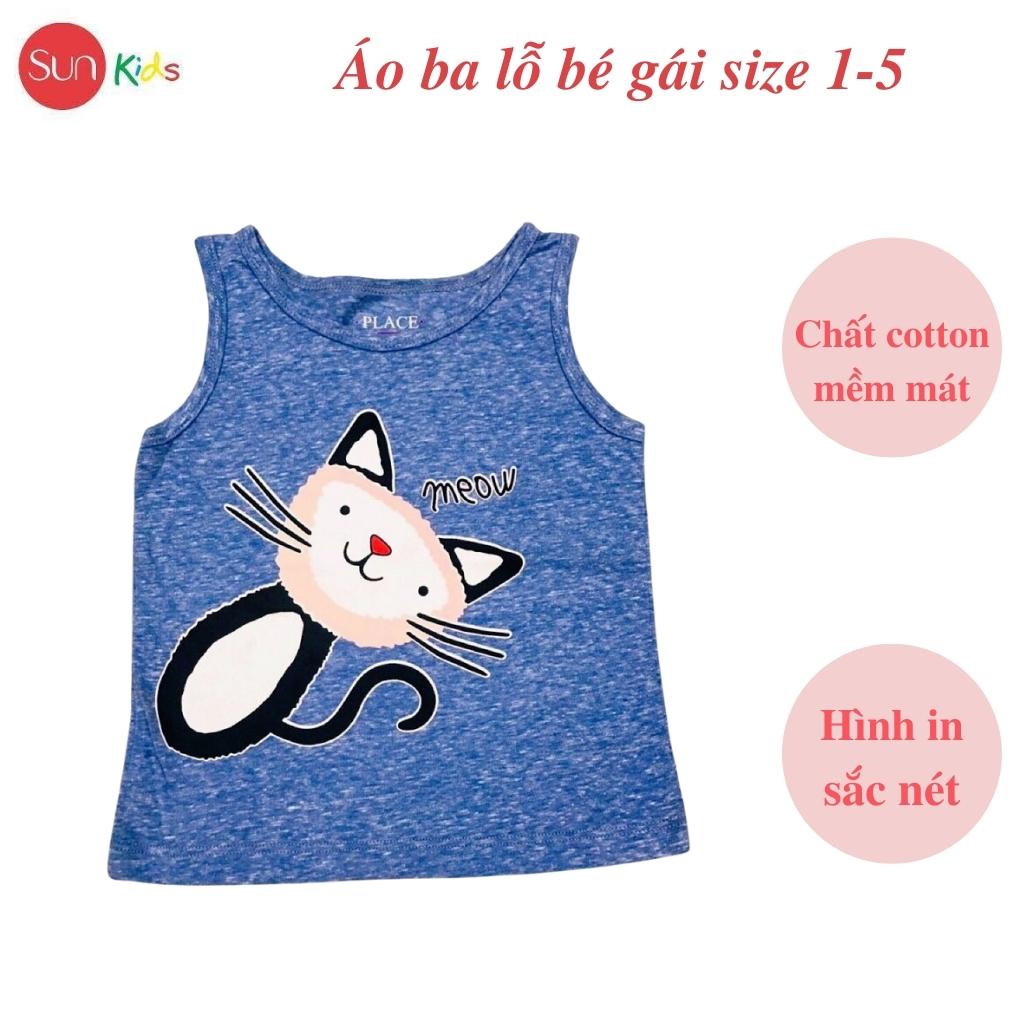 Áo thun bé gái, áo phông bé gái dáng ba lỗ, chất cotton, nhiều màu, size 1-5 - SUNKIDS