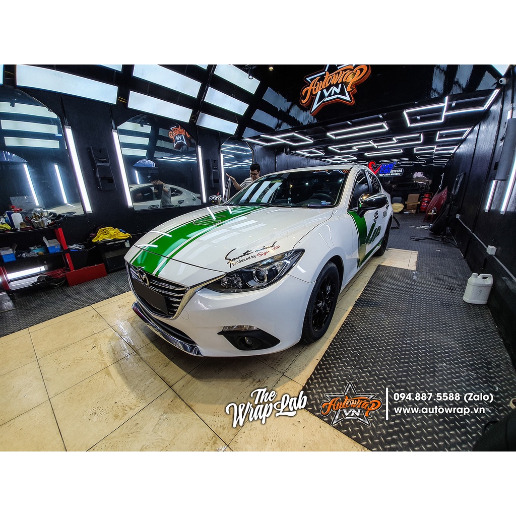 Tem họa tiết xe Mazda 3 LIP 1986 - Tem họa tiết ô tô Mazda, tem dán sườn xe thể thao