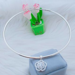 Kiềng cổ trơn bạc ta cho nữ( không mặt)