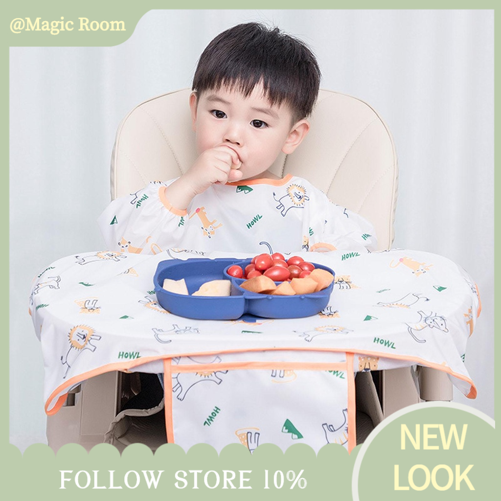 Babyfair. Áo ăn dặm dài tay chống thấm nước cỡ lớn tùy chọn màu sắc cho bé 75*54cm