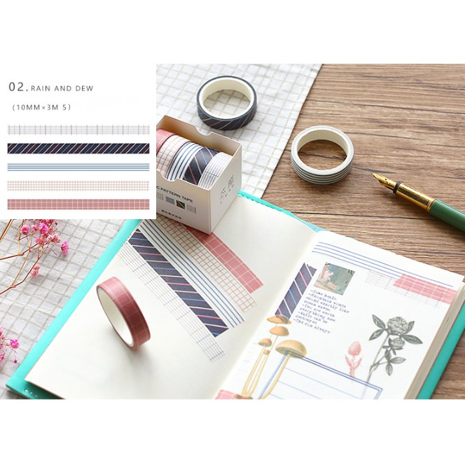 Washi tape set 5 cuộn SA05 trang trí scrapbook, sổ tay planner,...