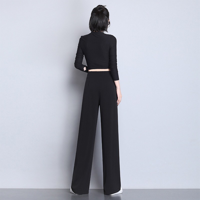 Quần ống rộng lưng cao 6cm vải mềm
