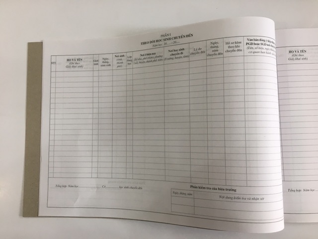 Sổ theo dõi học sinh chuyển đi chuyển đến