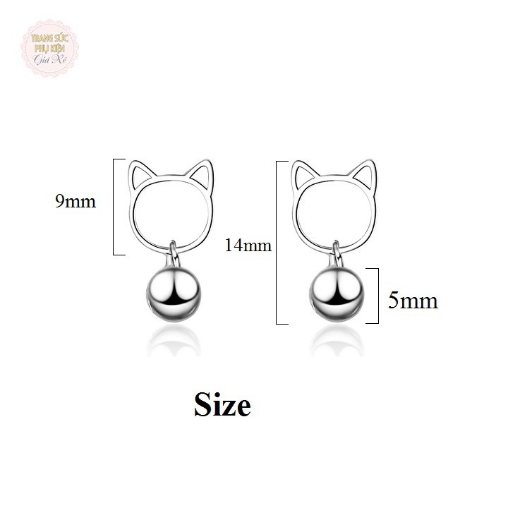 Bông tai nữ hình mèo thời trang Hàn cực xinh HT200, bạc ý S925