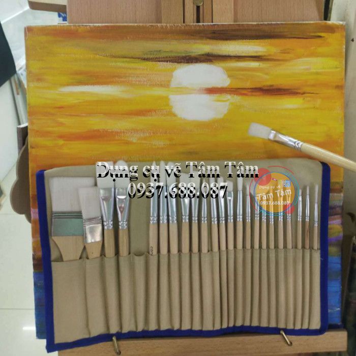- Bộ cọ vẽ màu acrylic, Bộ cọ vẽ màu dầu chuyên nghiệp, Bộ cọ 24 cây- kèm túi đựng cọ tiện lợi