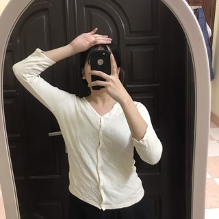 Áo khoác len trăng tay lỡ size M