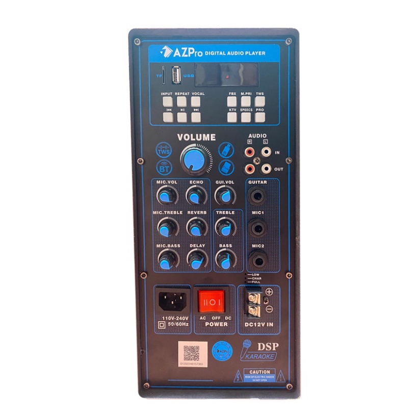 Loa Kéo Bluetooth Di Động Karaoke Công Suất Lớn Azpro AZ-1295A 3 Tấc Bass 30cm Kèm 2 Mic Chống Rú Cực Tốt Hát