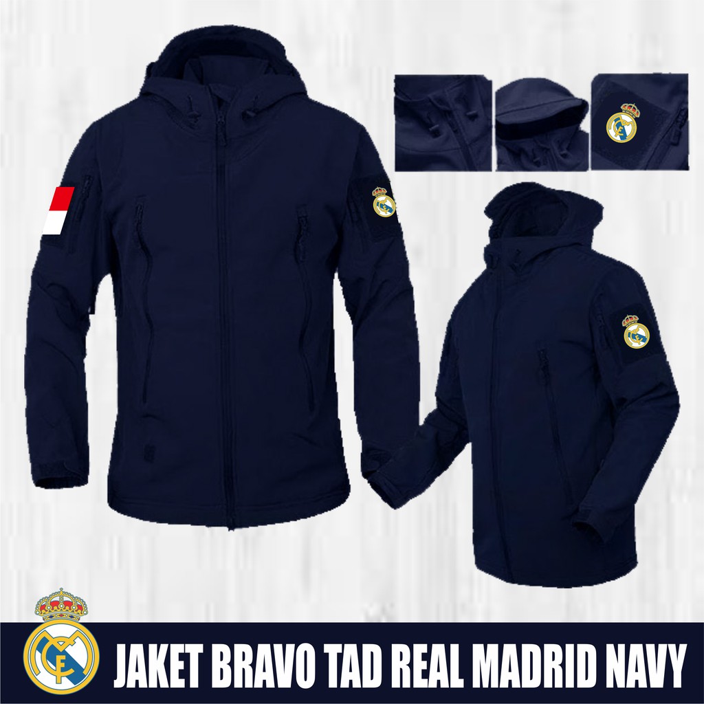 Áo khoác thể thao chống thấm nước in Logo Real Madrid có thể tháo rời