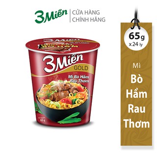 Mì 3 Miền Bò Hầm Rau Thơm 65G thùng 24 ly