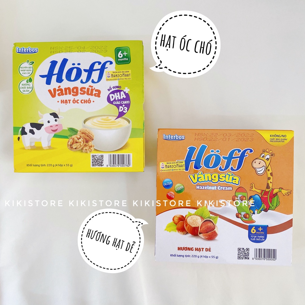 Váng sữa Hoff cho bé ăn dặm từ 6m+ sữa non / óc chó / vani / hạt dẻ