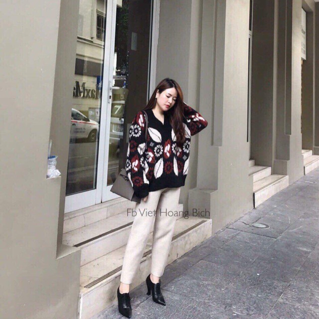 Sét len : áo len hoa + quần nỉ