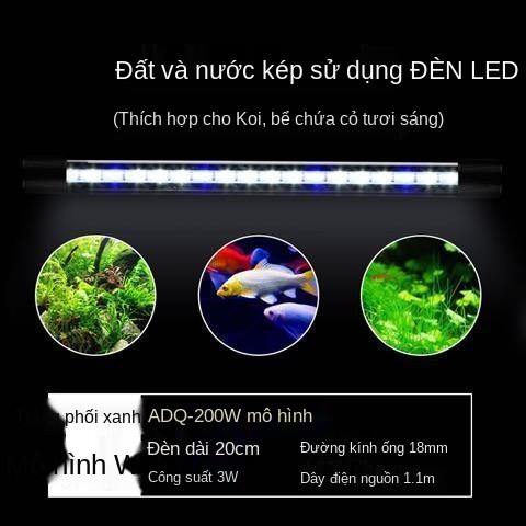 Đèn lặn bể cá cảm biến ánh sáng thay đổi màu LED nước cỏ đầy sắc chiếu hồ cảnh rồng ống chống thấm