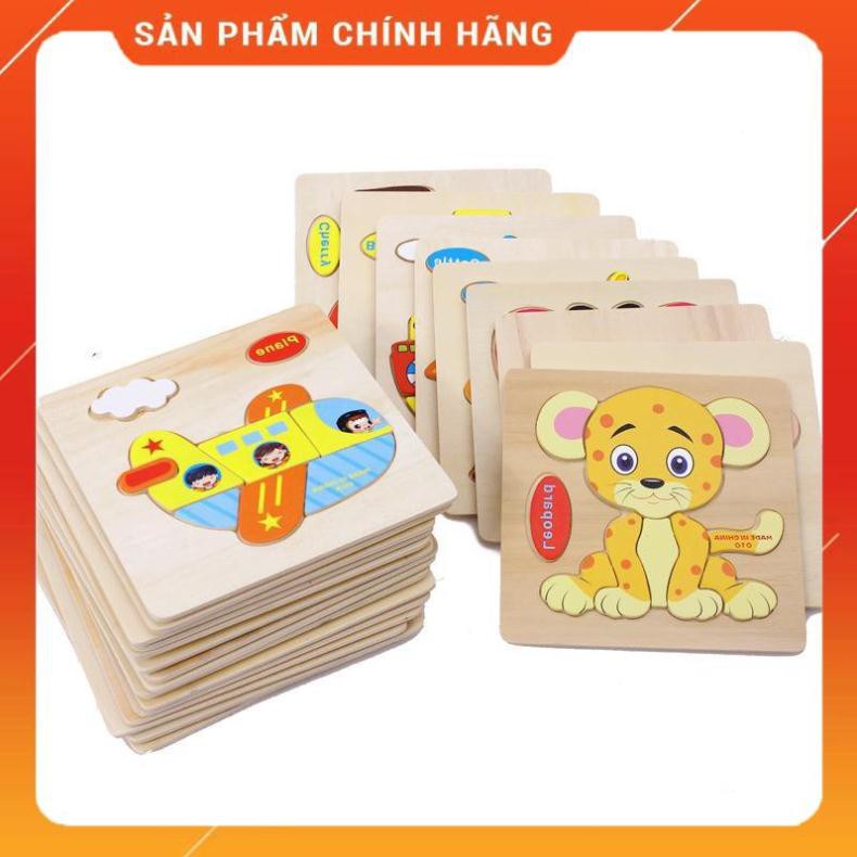 [RẺ NHẤT] Bộ 10 Tranh Ghép Gỗ 3D Động Vật Hoa Quả Phương Tiện Giao Thông[Tặng 1 Tranh 12 Miếng Ghép]