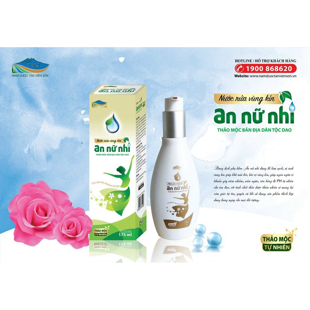 Nước rửa vùng kín (dung dịch vệ sinh) AN Nữ Nhi thảo mộc thiên nhiên 175ml - Việt Nam