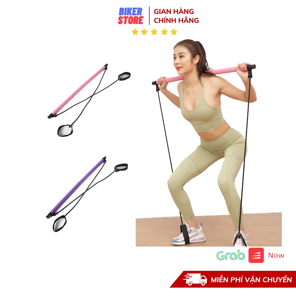 Thanh Tập Pilates Có Dây Kháng Lực Tập Tay Lưng Ngực Mông Chân Đùi Toàn Thân