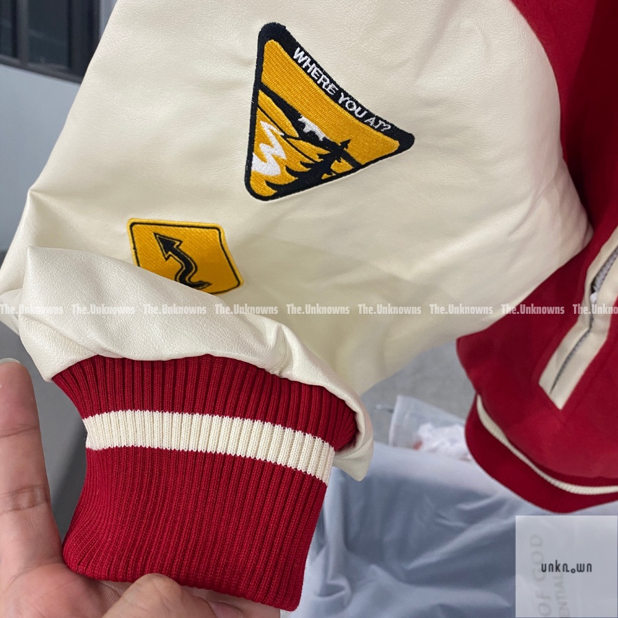 👑 👑-Áo Varsity Jacket D.ONCARE PRINCE CHARMING VARSITY JACKET" - RED JACKET"-Áo khoác bomber D.ONCARE