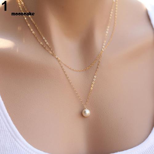 Dây chuyền nhiều lớp đính ngọc trai giả đơn giản