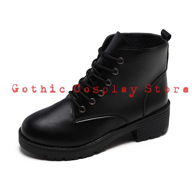 [CÓ SẴN] 🍁 Giày boot da lì cổ lửng da PU mềm( size 35 - 40 )  (Tài khoản Shopee duy nhất: gothic.cosplay )