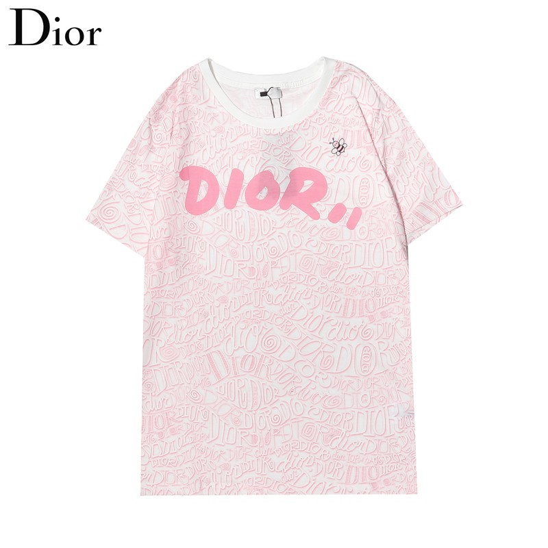 Áo thun Dior tay ngắn chất liệu cotton in họa tiết thời trang cho nam nữ