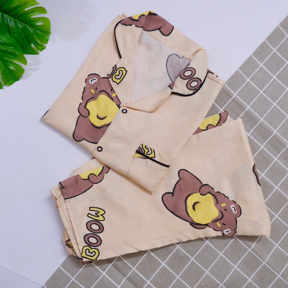 Đồ ngủ pijama, pijama dài tay nữ kate thái freesize 45-65kg mặc nhà siêu thoáng mát | BigBuy360 - bigbuy360.vn