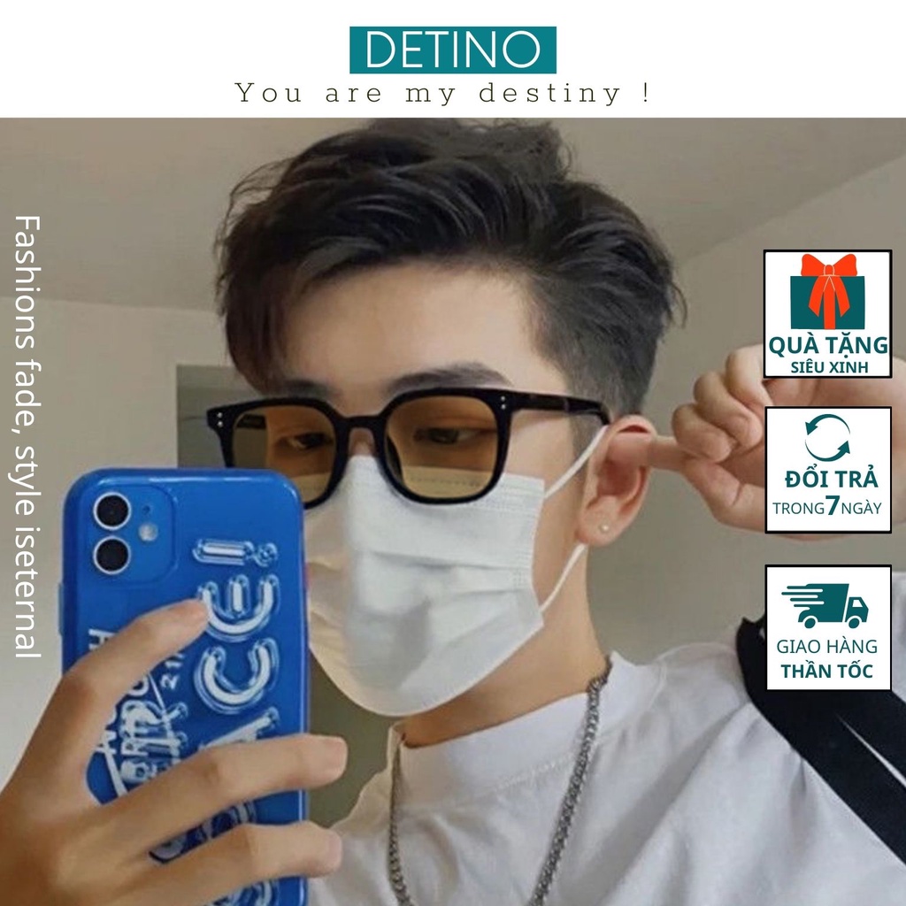 Kính râm nam nữ, mắt kính mát đen - nâu trà thời trang gọng vuông cao cấp chống tia UV, đi biển ngầu Hottrend DETINO K07