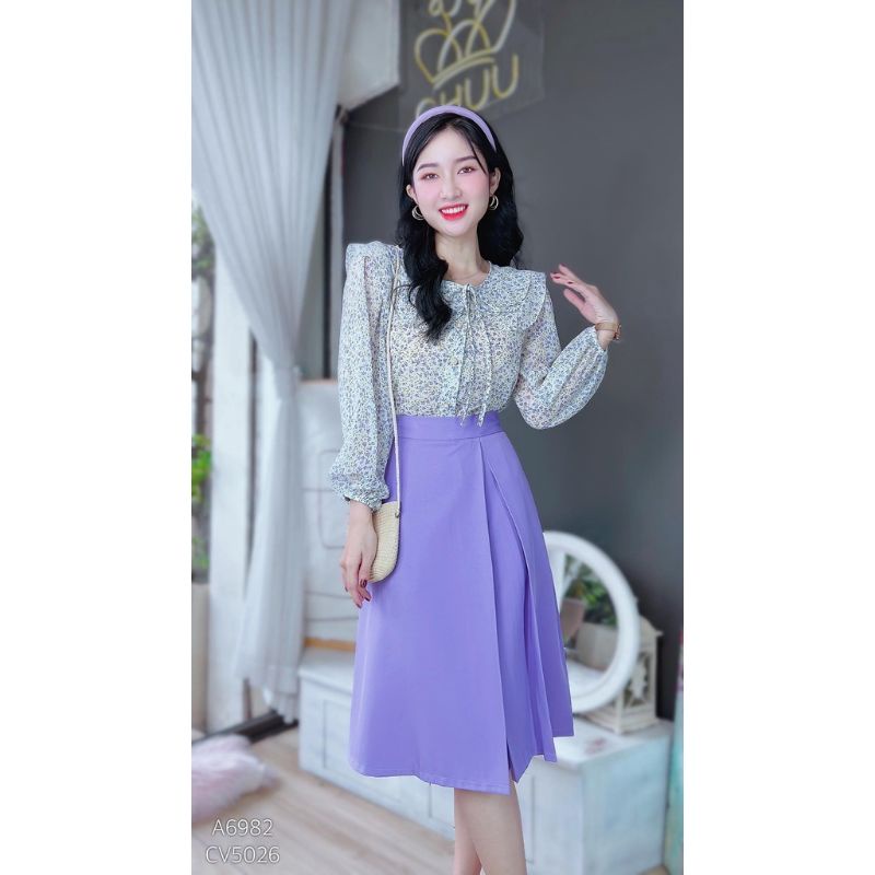 Chân Váy A  dáng dài công sở ly bung phía trước 60cm