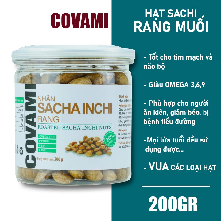 Hạt dinh dưỡng sachi inchi đã tách vỏ nhân rang mộc thương hiệu COVAMI 200GR