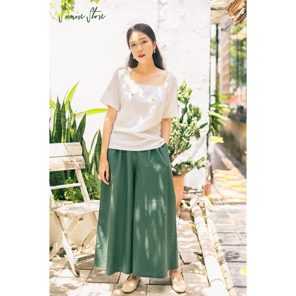 [Mã WABRHI5 giảm 15% đơn 599K] Sumire Store Quần Linen ống rộng Trúc Chi Có túi