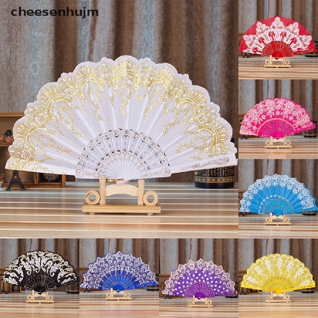 1 Chiếc Quạt Xếp Bằng Vải Ren Hoa Polyester 7 Phong Cách