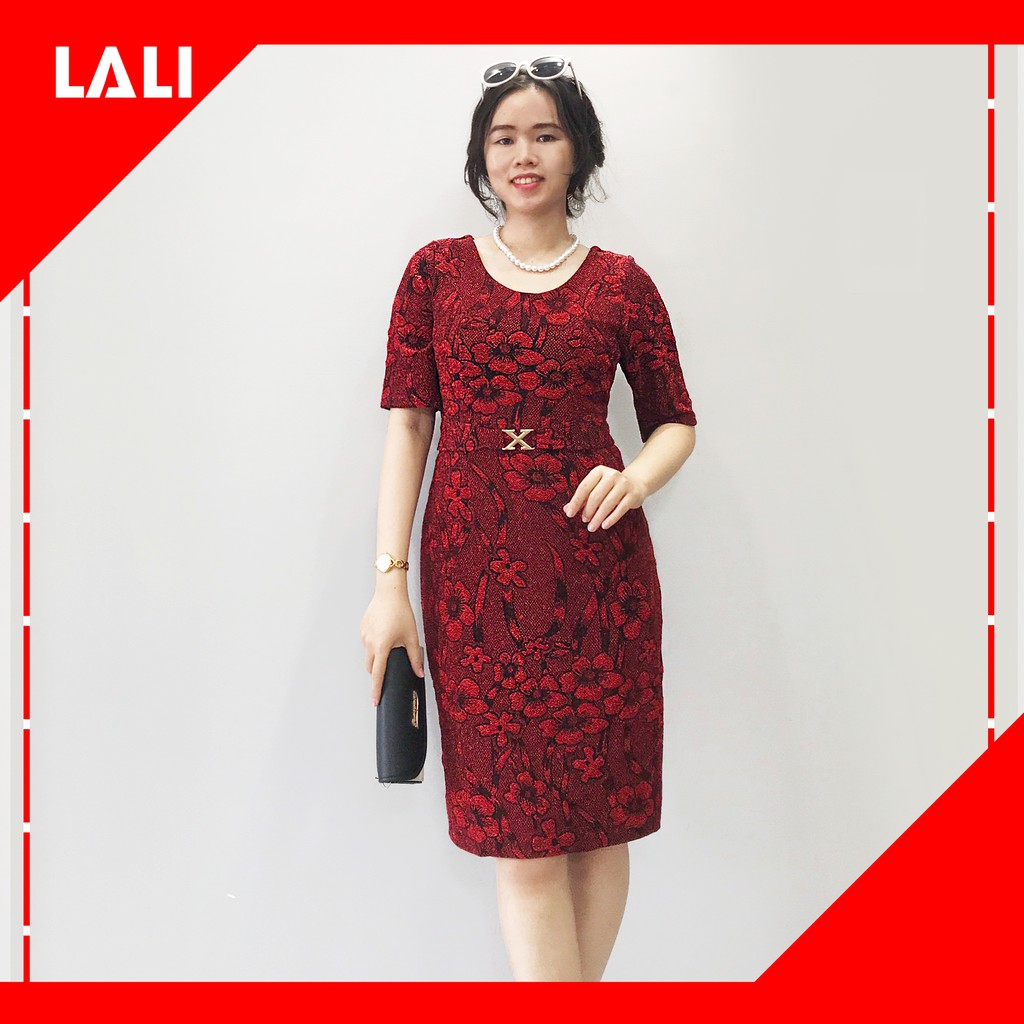 Đầm trung niên dáng ôm thiết kế, Váy trung niên dự tiệc tay lửng 39 R