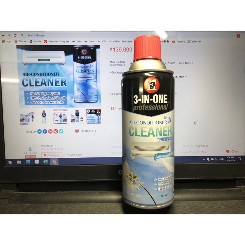 Chai Xịt Vệ Sinh Máy Lạnh WD-40 3 In 1 Professional Air Conditioner Cleaner 331ml