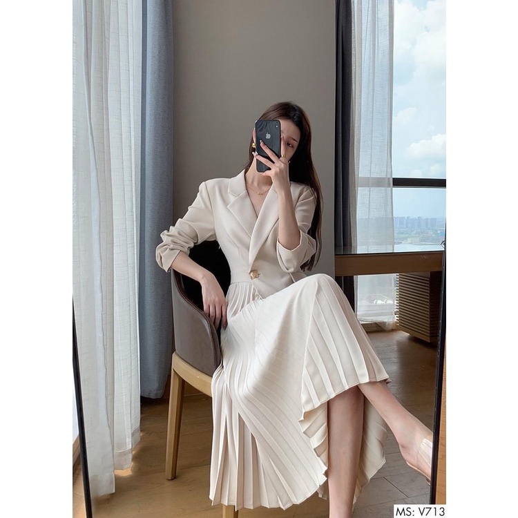 Set Áo Khoác Vest Nữ Công Sỏ Kèm Chân Váy Dài Hàng Đặt May Theo Số Đo, Áo Blazer Nữ Kèm Chân Váy Thiết Kế Thanh Lịch