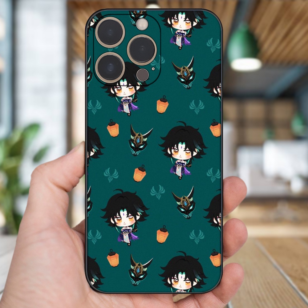 Ốp lưng iPhone 13 Pro dẻo đen cạnh vuông in hình Xiao Genshin Impact