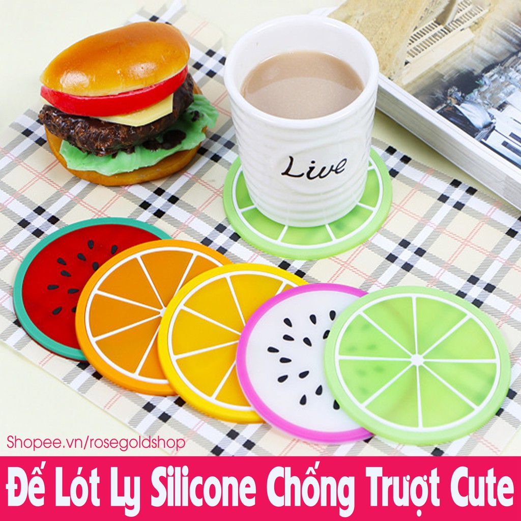 Đế Lót Cốc Silicone Chống Trượt Hình Trái Cây Dễ Thương